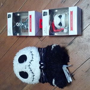 Disney Jack Skellington 2 Hallmark Ornaments and a small plush
